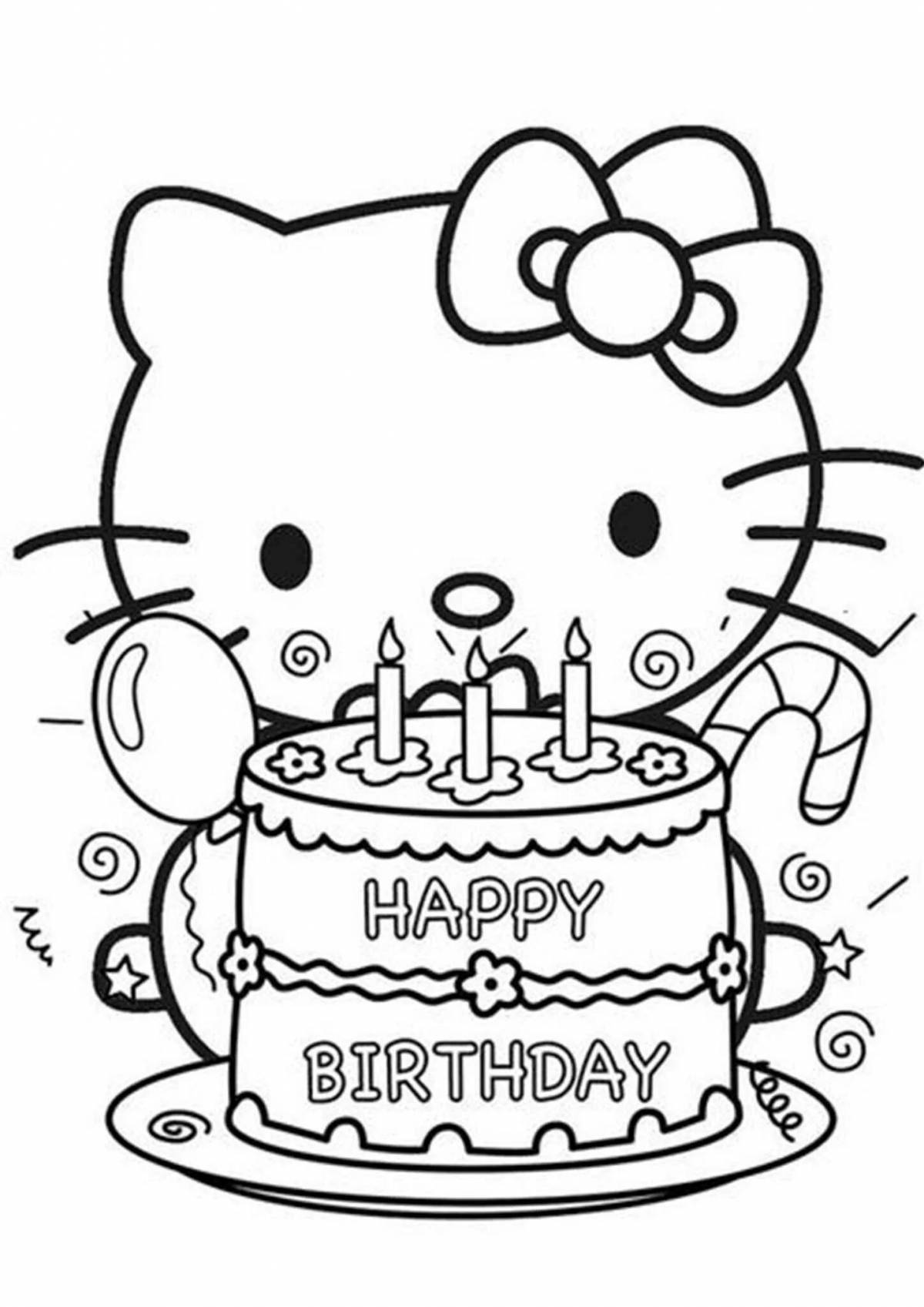 Coloring page cute little sister for birthday