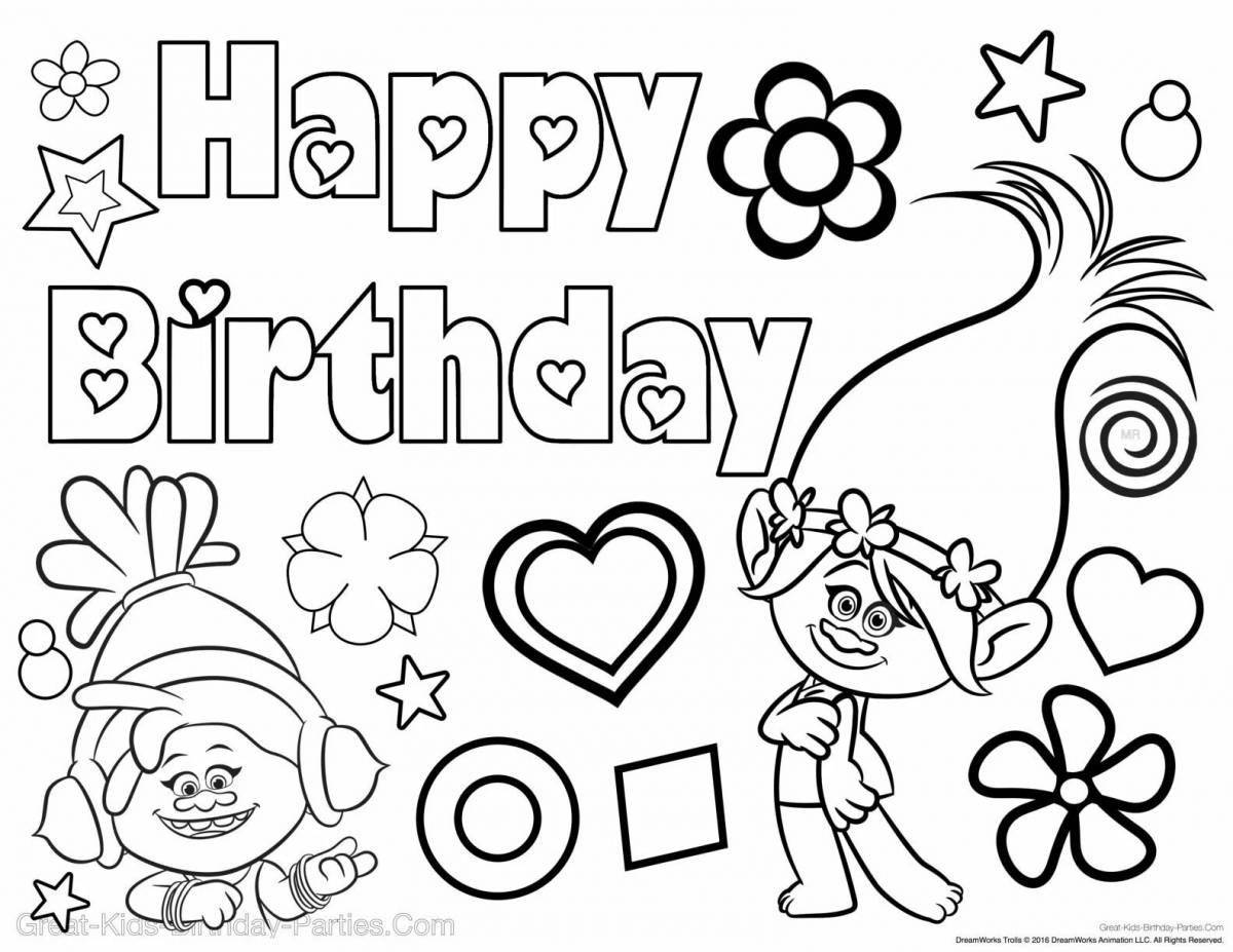 Coloring page sparkling little sister for birthday