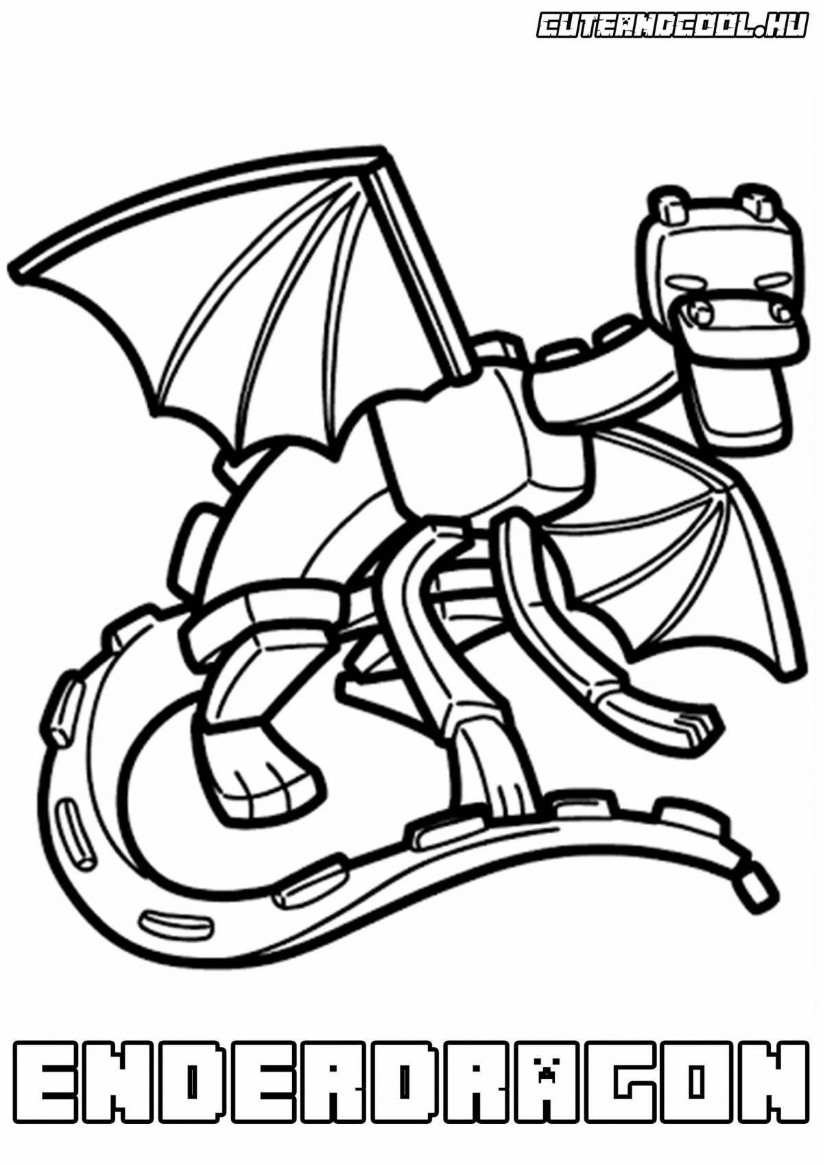 Великолепная страница раскраски эндер дракона из майнкрафт