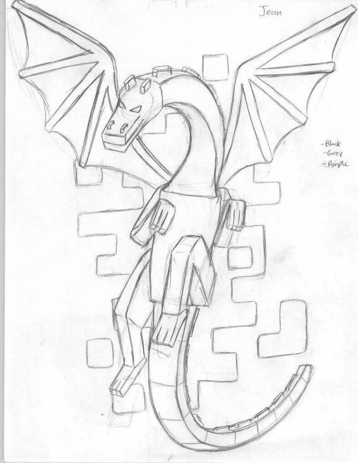 Awesome minecraft ender dragon coloring page