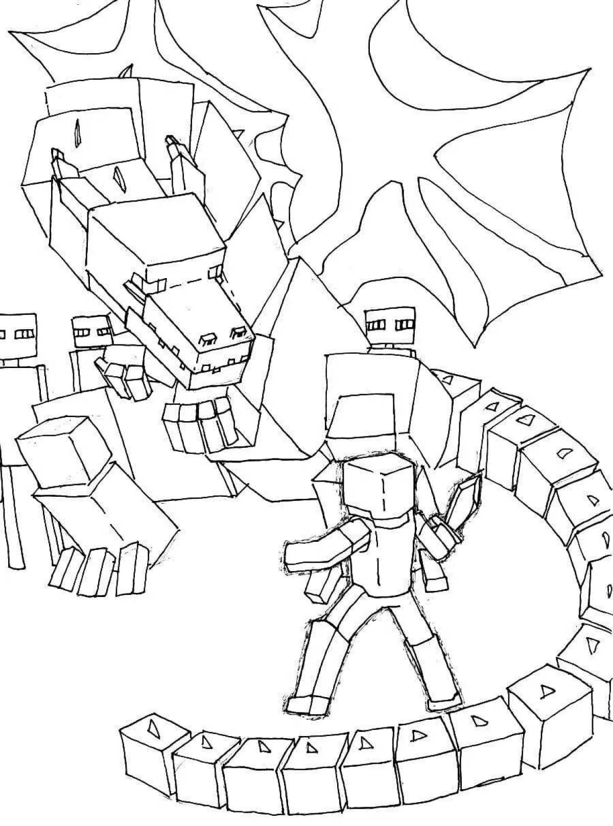 Delicate minecraft ender dragon coloring page