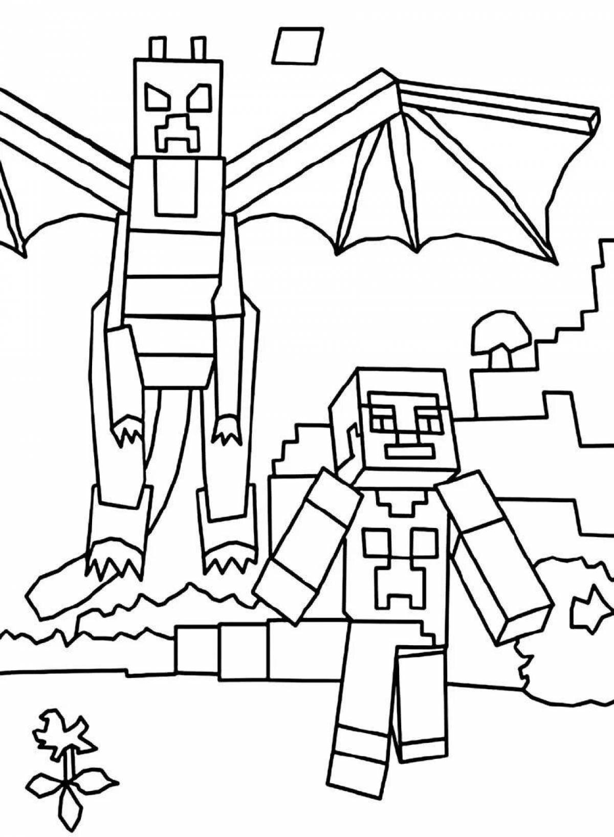 Adorable minecraft ender dragon coloring page