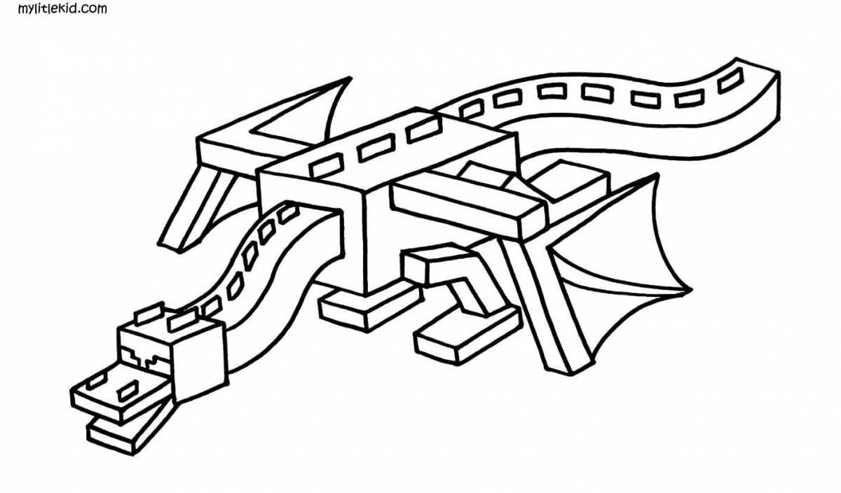 Bright colored ender dragon coloring page from minecraft