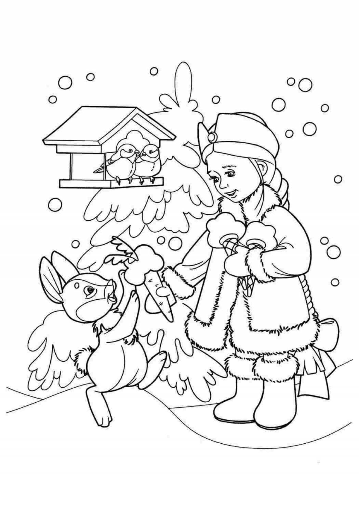 Joyful coloring of the snow maiden