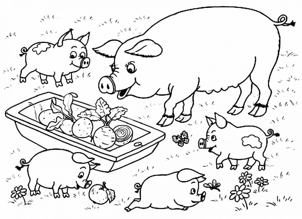 Delightful coloring pages of pets of the middle group