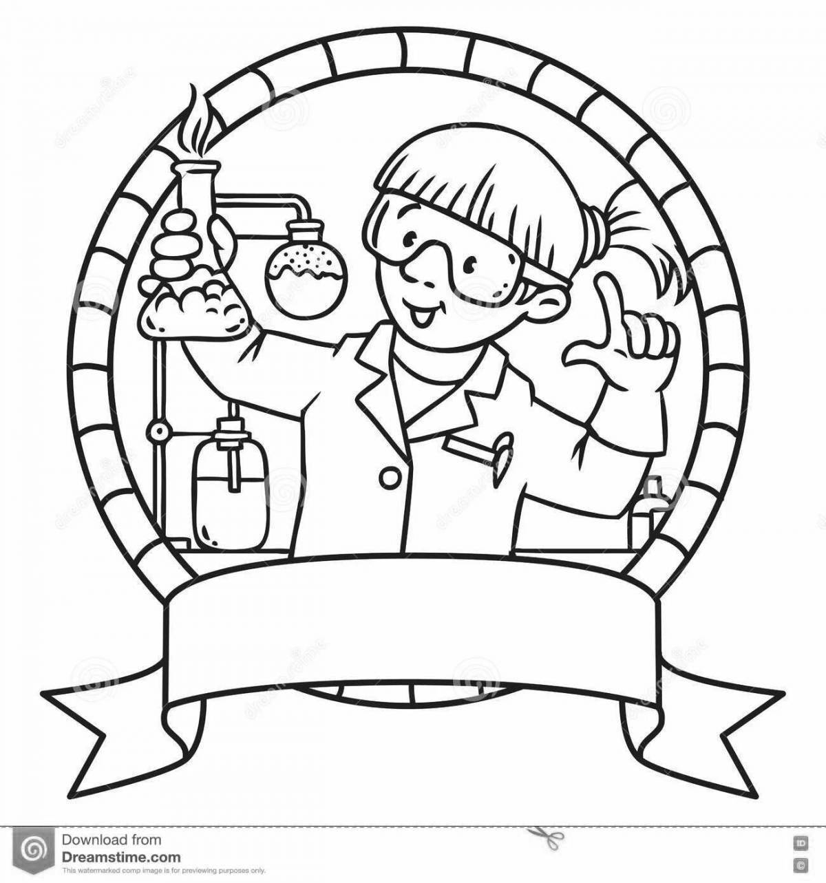 Radiant coloring page of the world of science