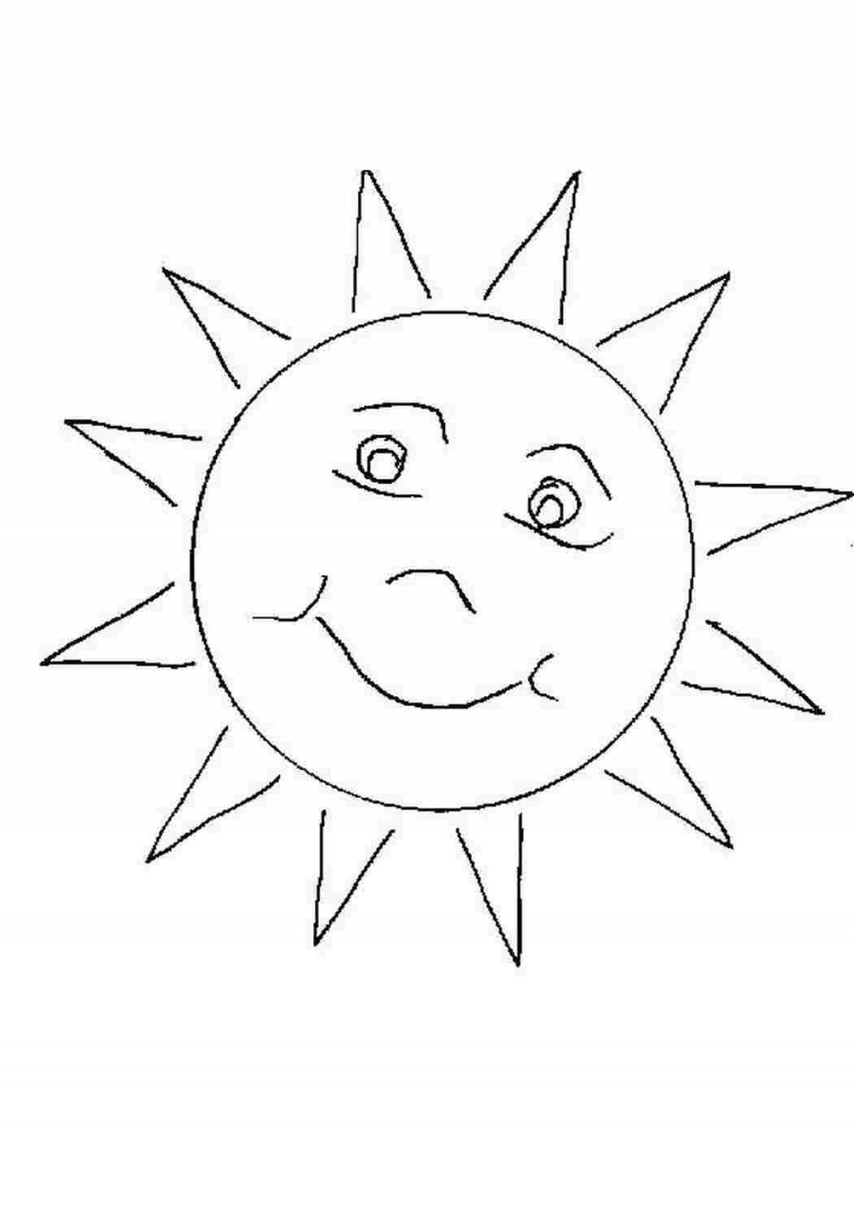 Солнце картинка для детей раскраска