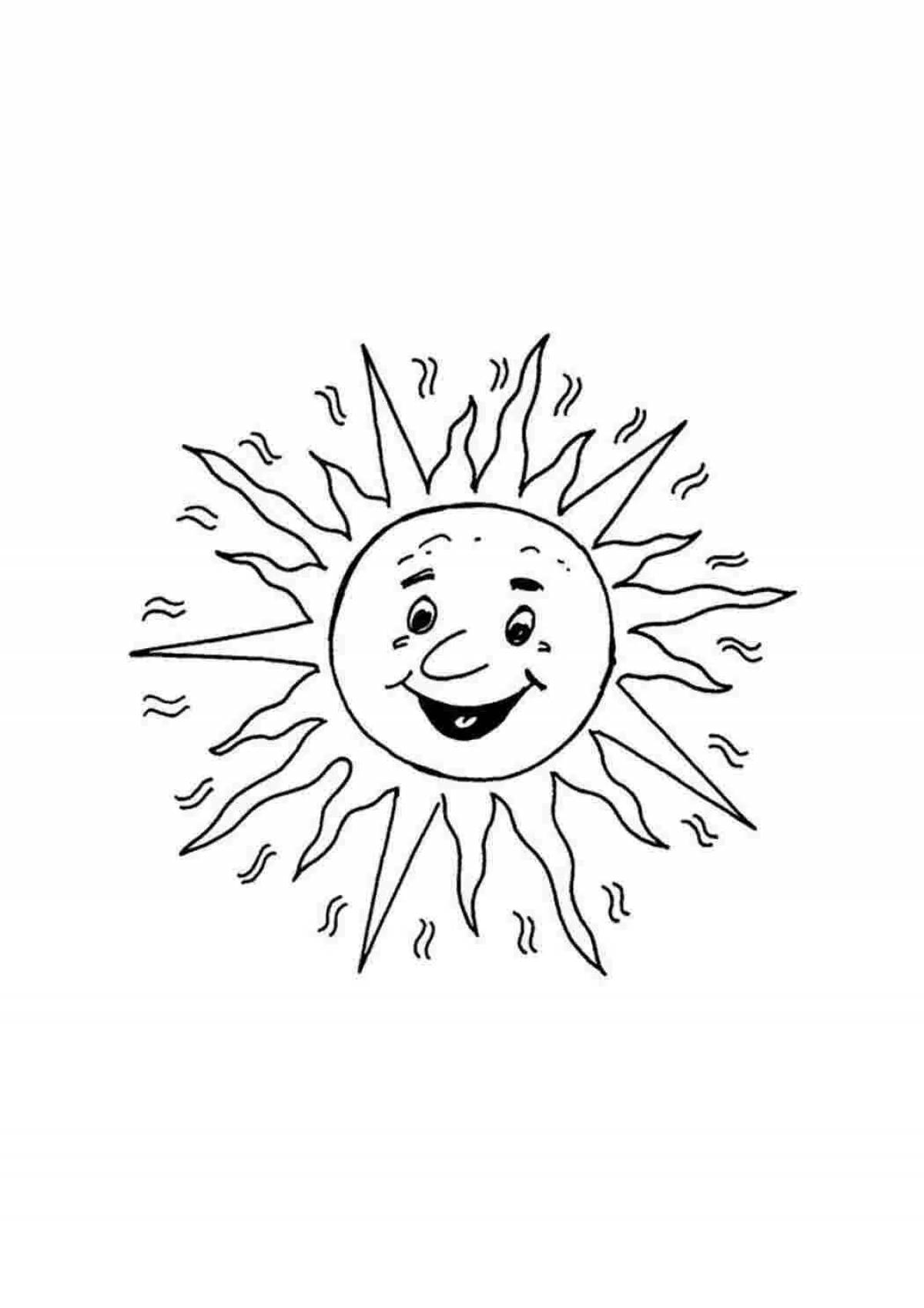 Рисунок солнышко с улыбкой и лучиками раскраска