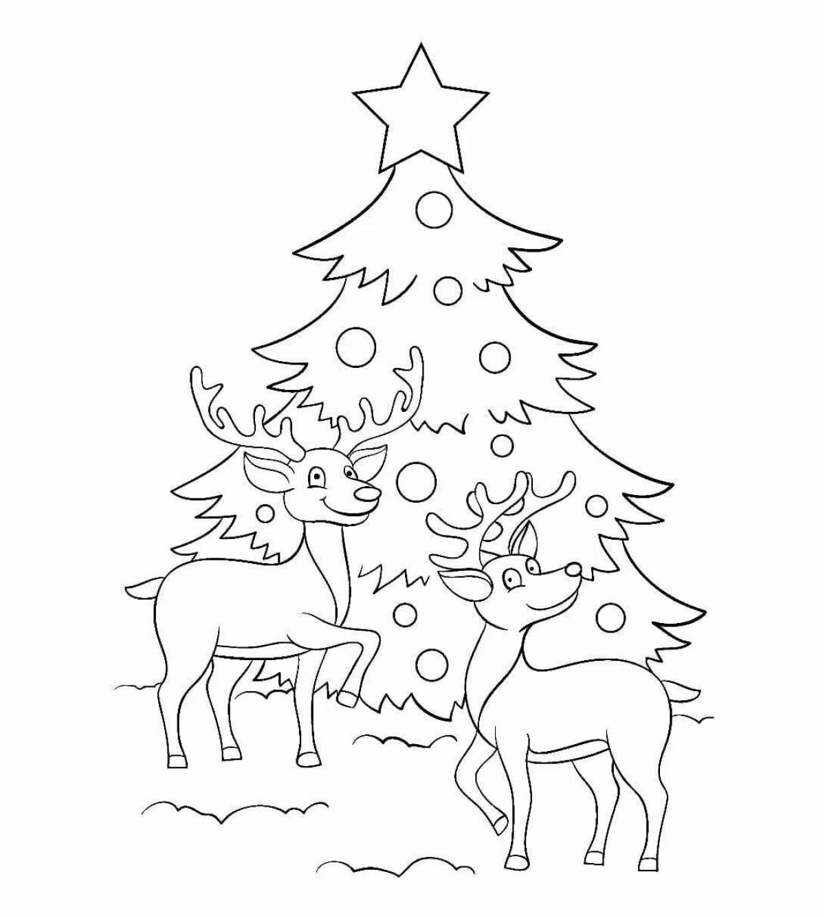 Colourful little christmas tree in cold winter