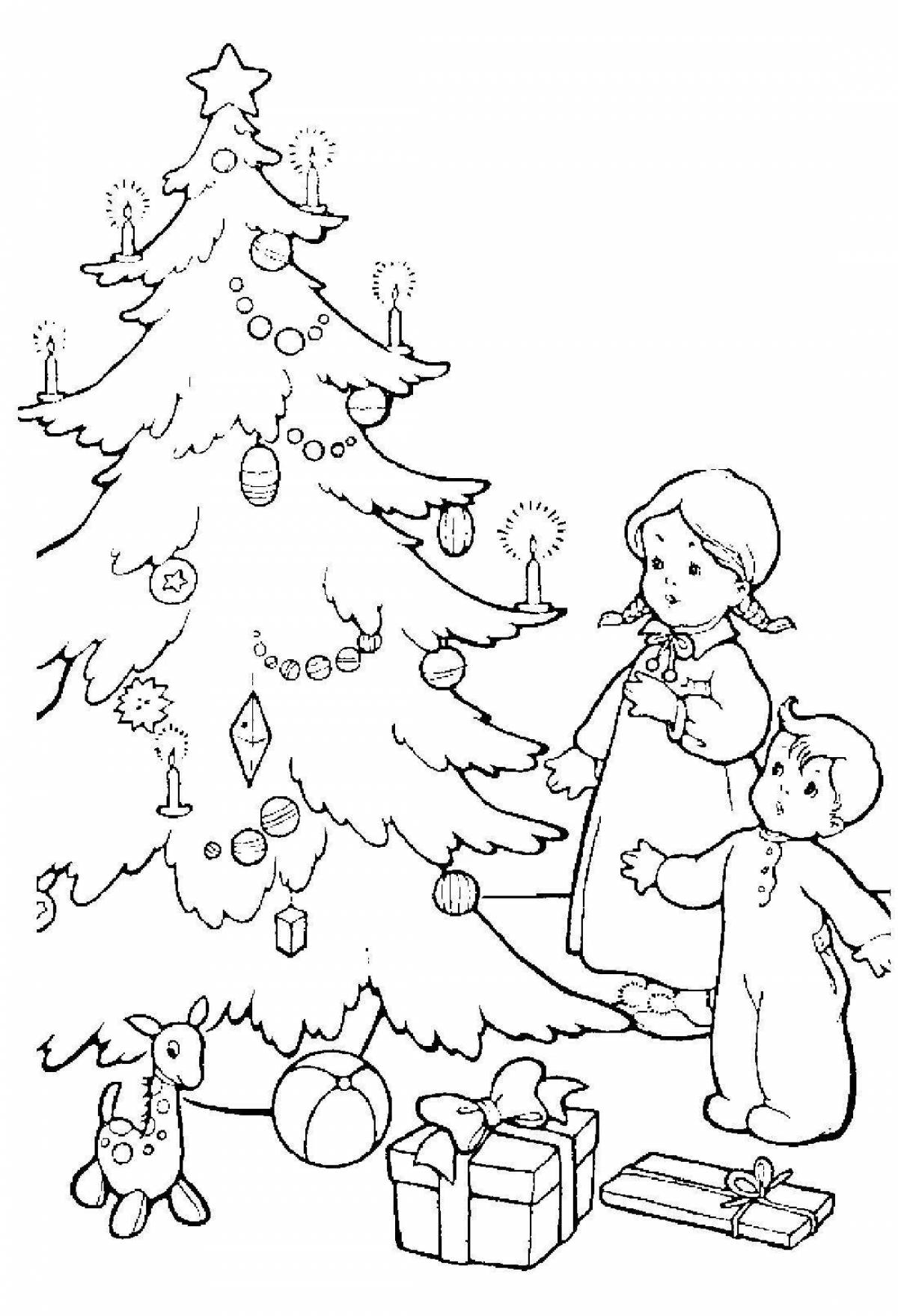 Блестящая маленькая рождественская елка в оцепеневшую холодную зиму