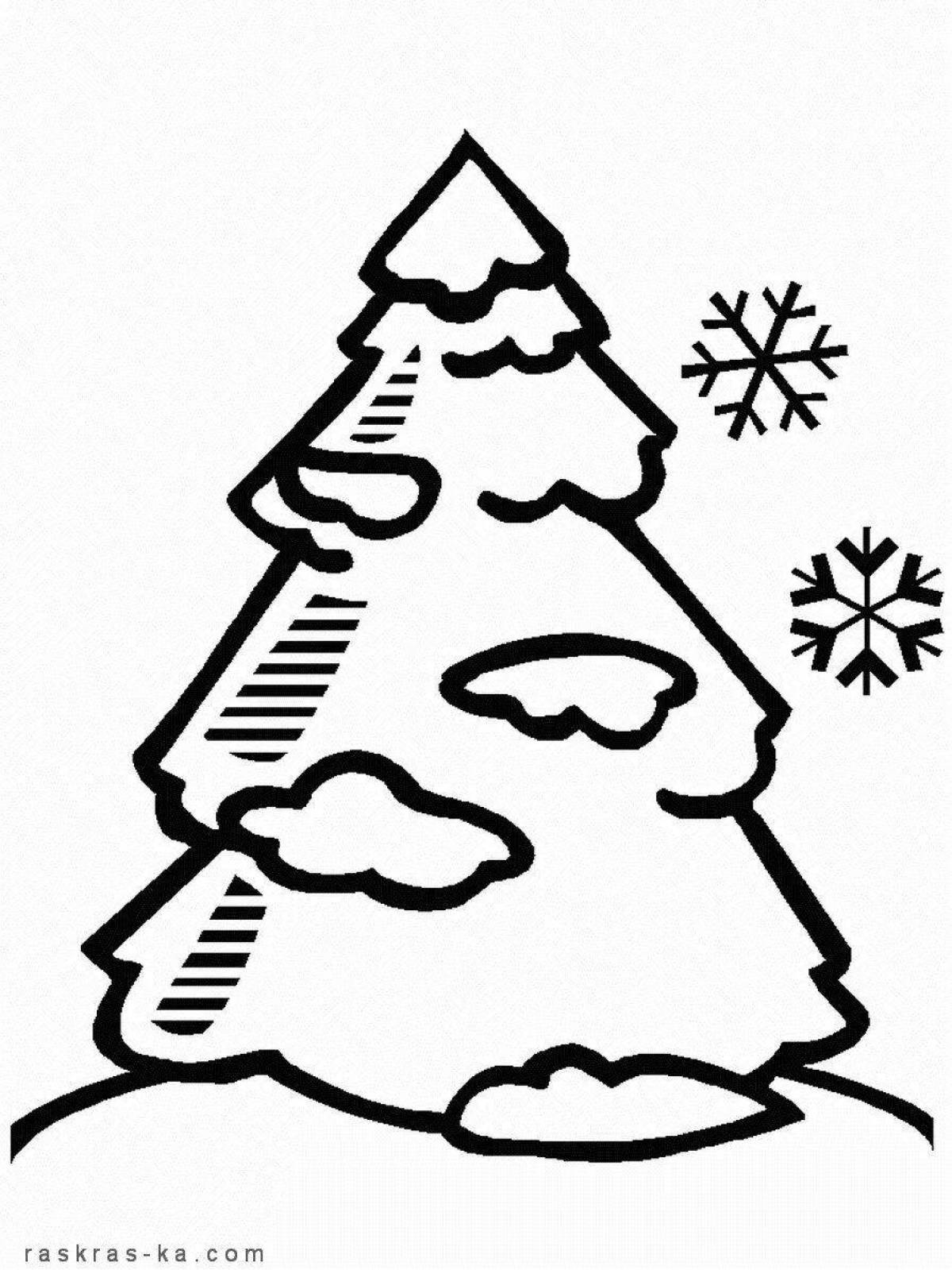 Сверкающая маленькая рождественская елка в ледяную холодную зиму