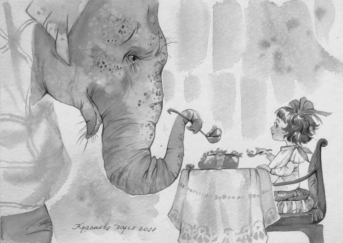 Joyful elephant kuprin coloring book