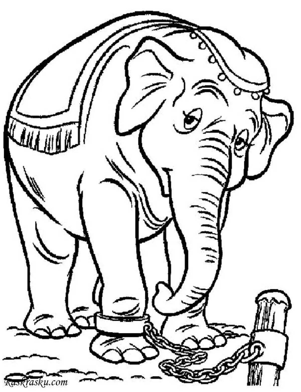 Coloring page joyful elephant kuprin