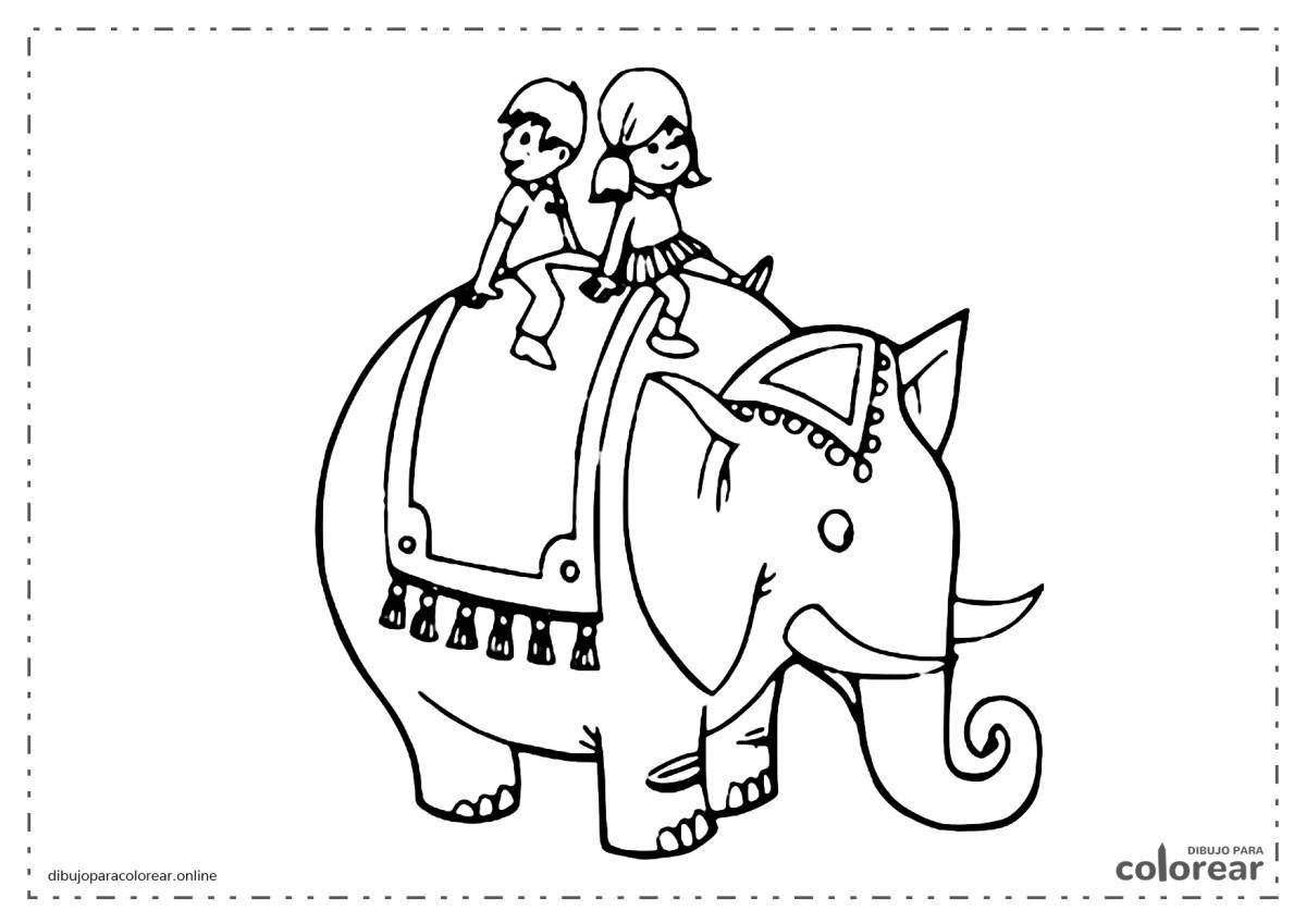 Coloring page magnificent elephant kuprin