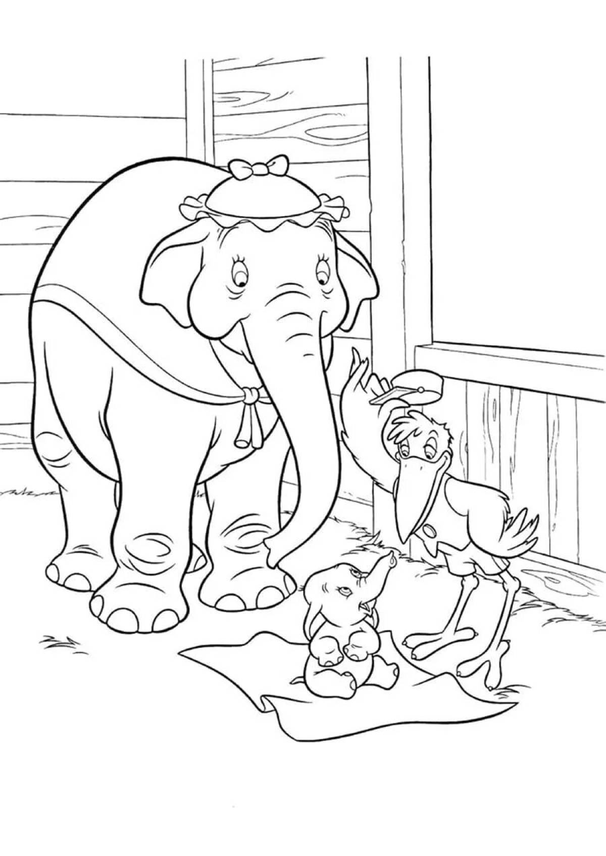 Coloring page wonderful elephant kuprin