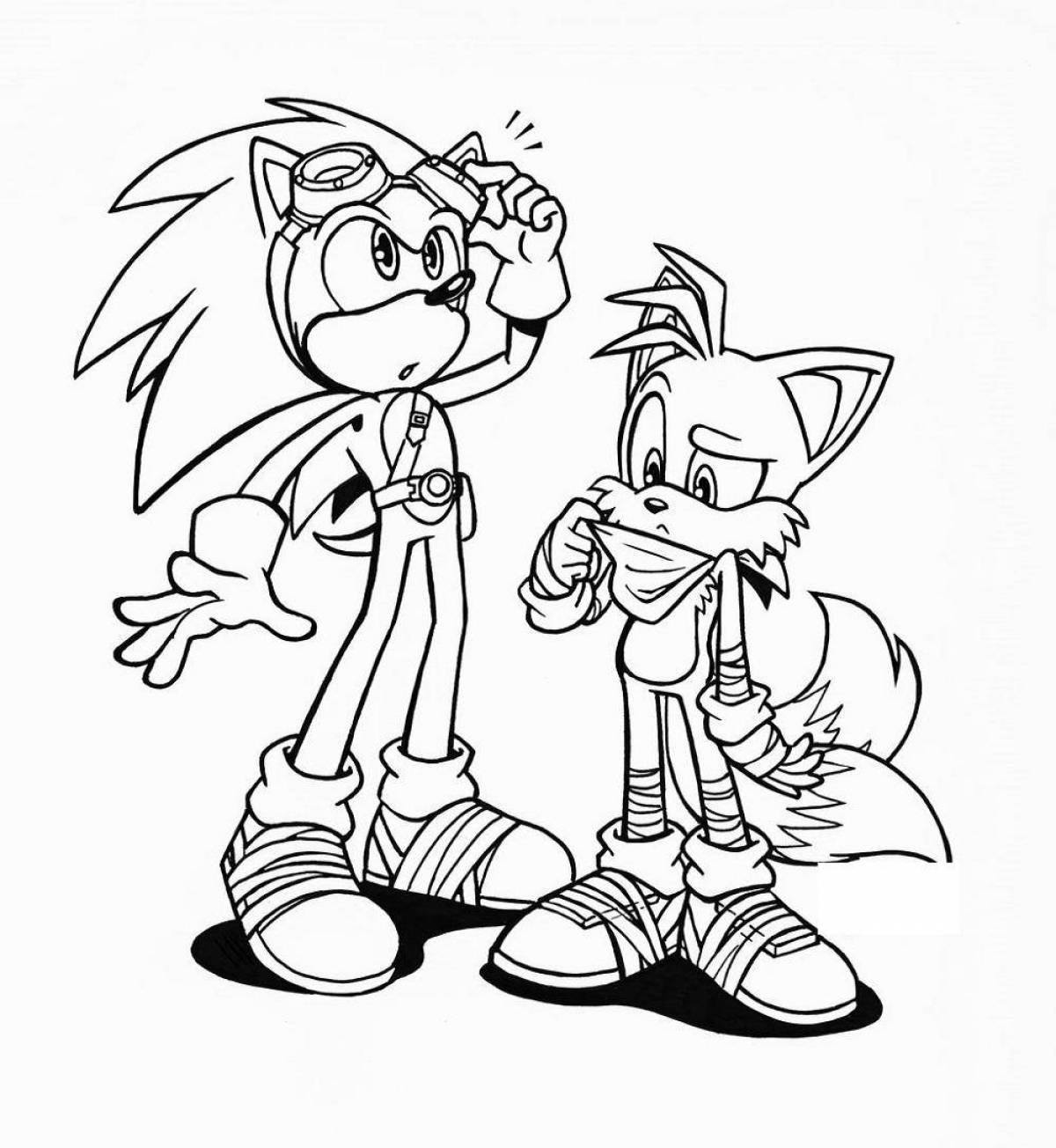 Colorful sonic tails and knuckles coloring book