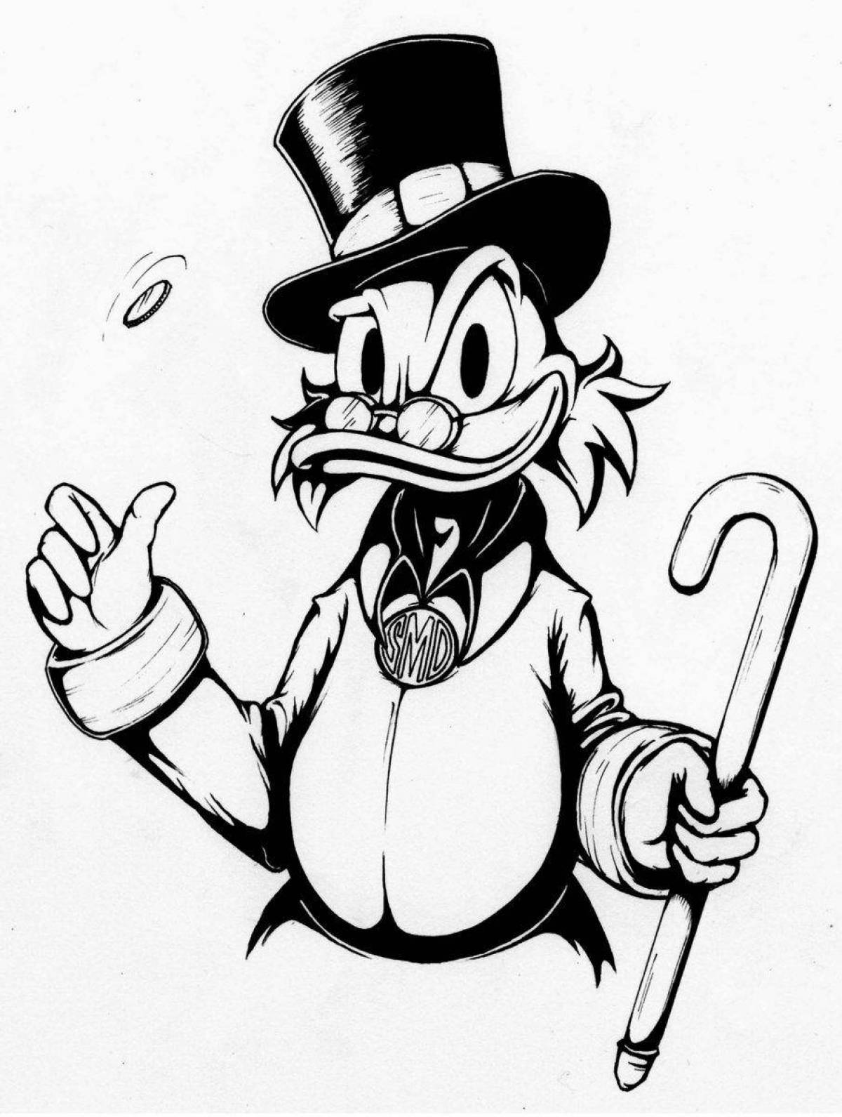 Royal scrooge mcduck with money coloring pages