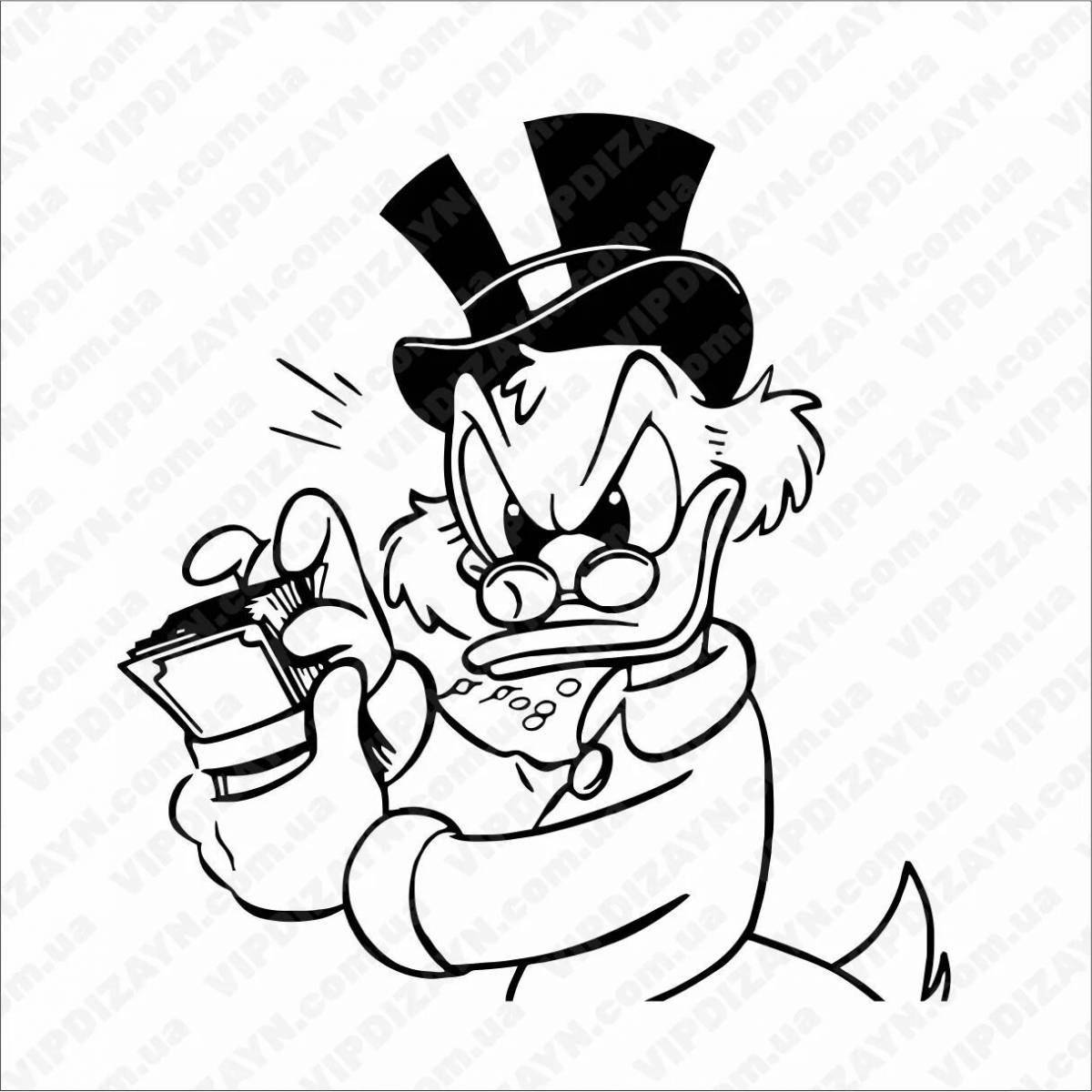 Coloring page luxury scrooge mcduck with money