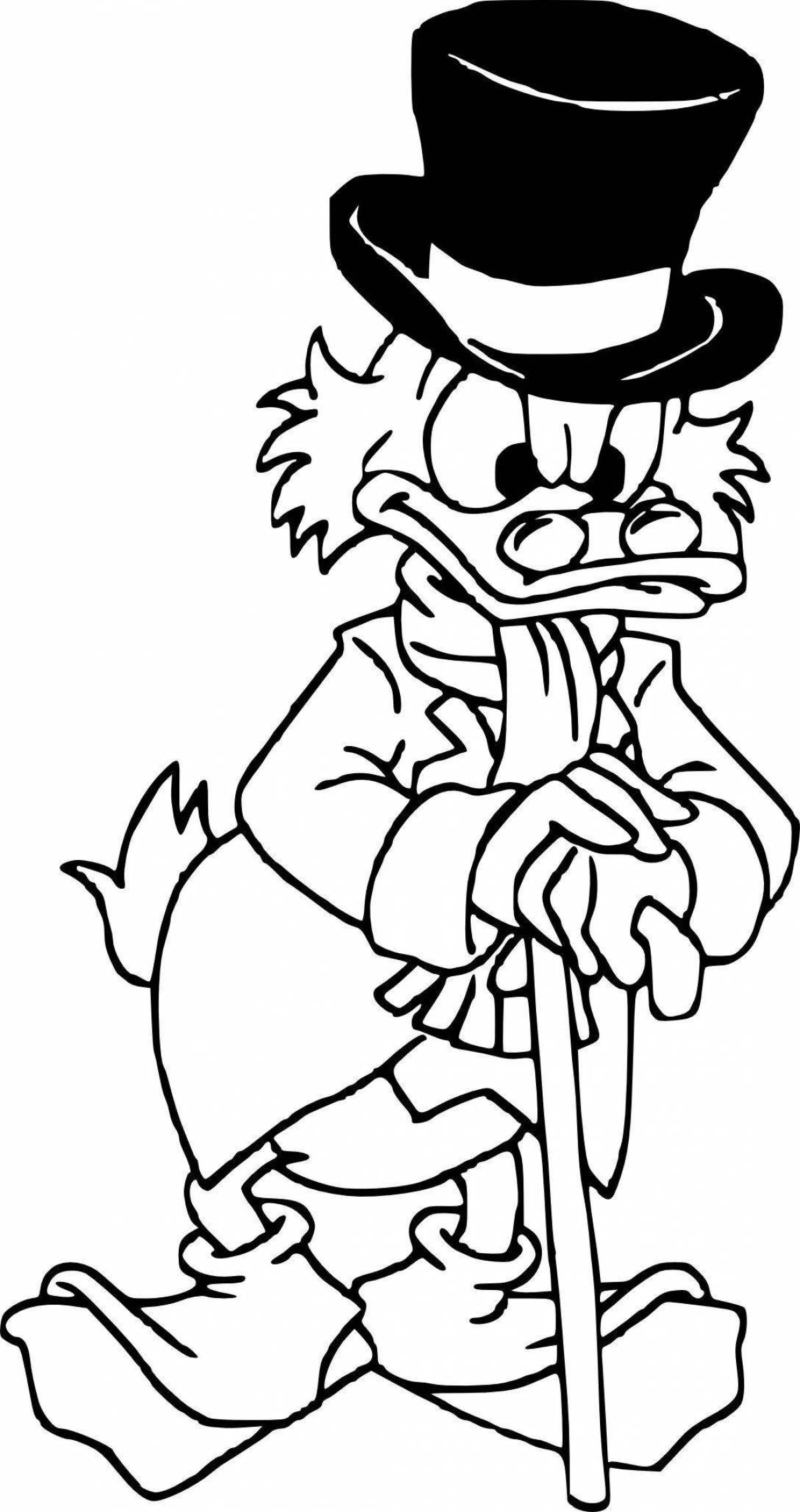 Glittering Scrooge McDuck with money coloring book
