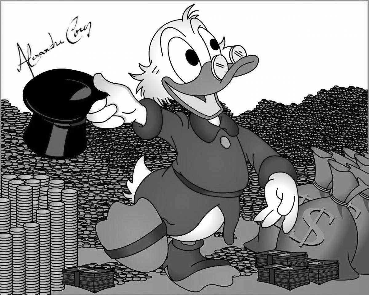 Coloring page wild scrooge mcduck with money