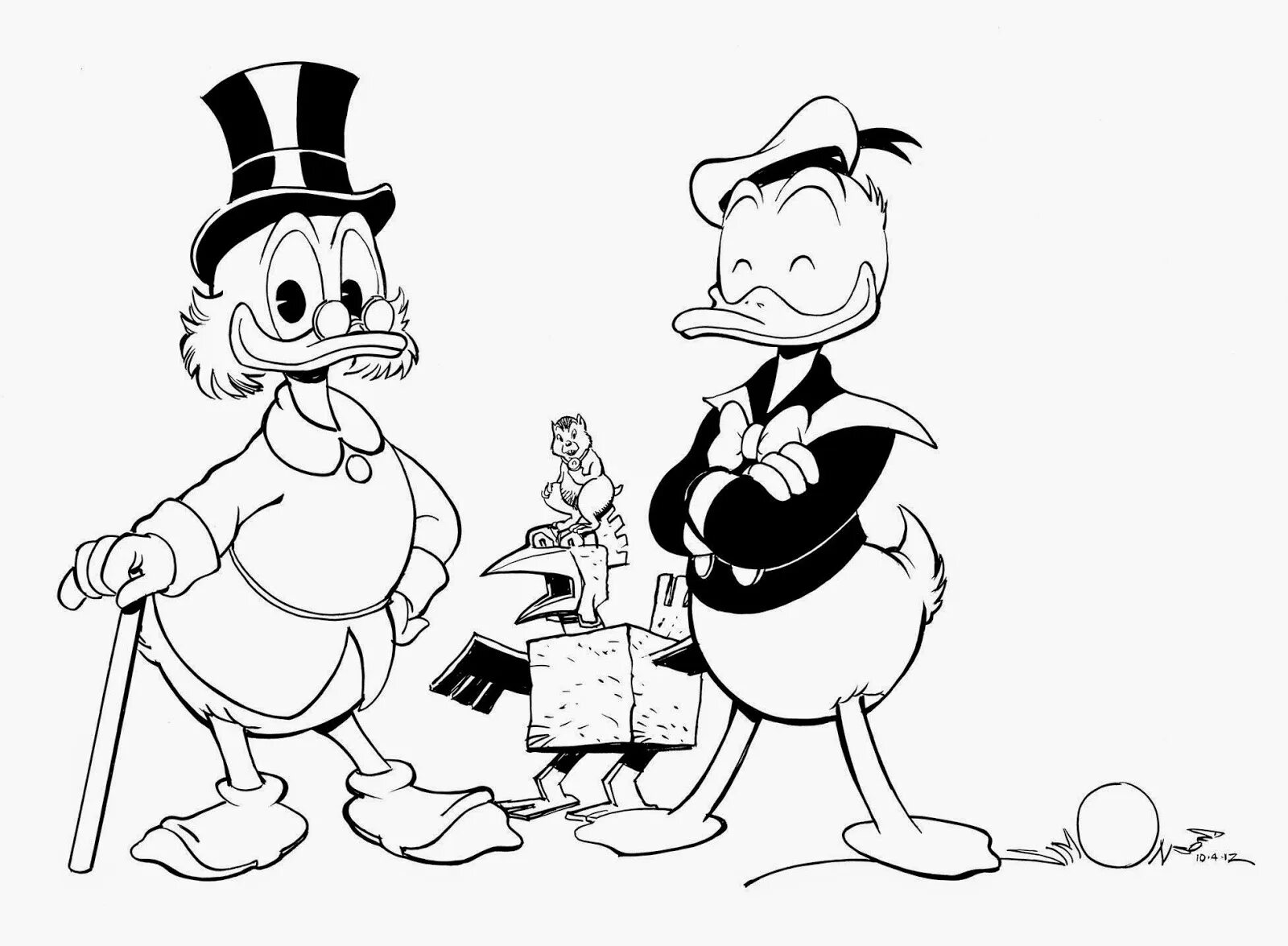 Coloring page rich scrooge mcduck with money
