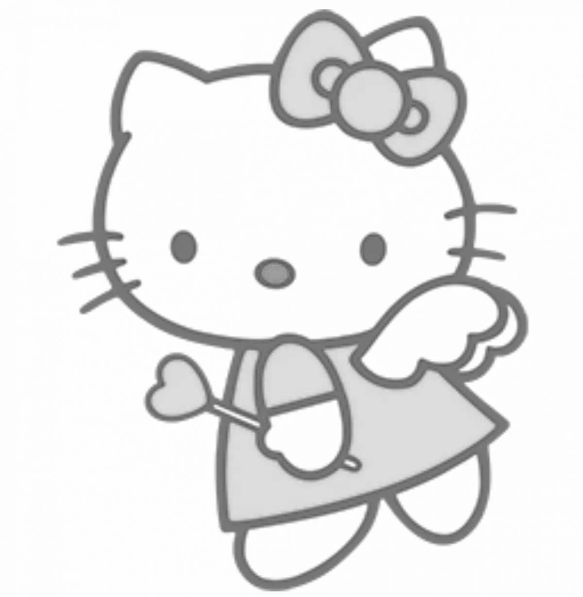 Сияющая страница раскраски hello kitty