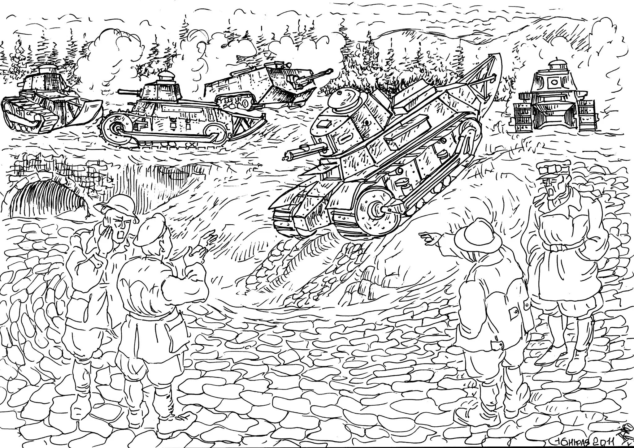 Inconceivable coloring drawings of war