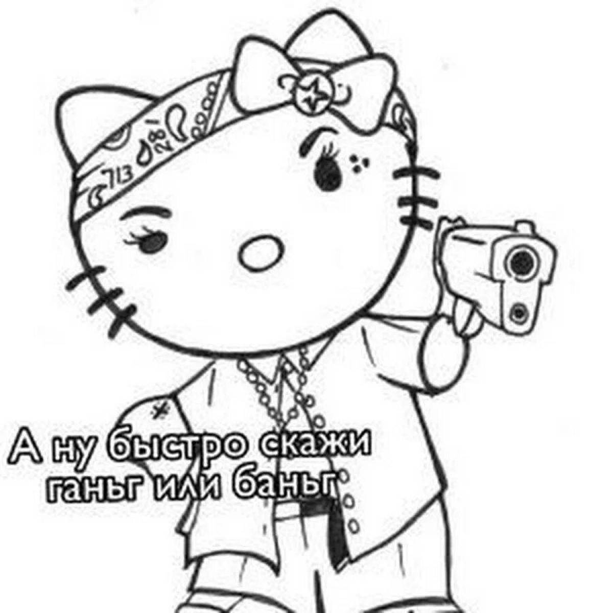 Excited hello kitty with a gun