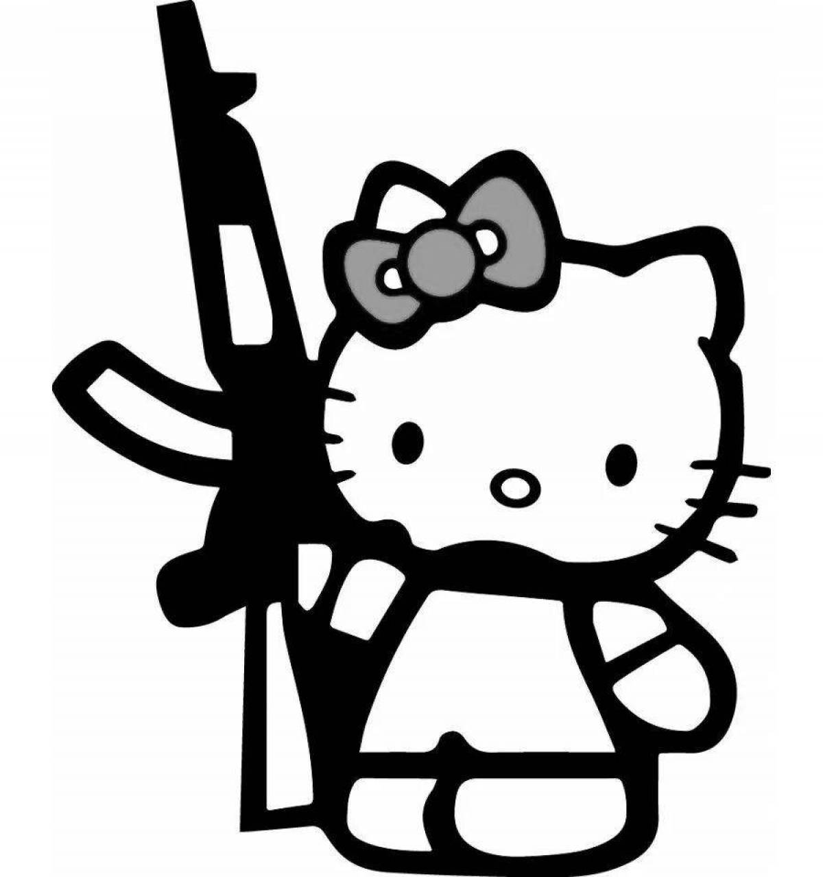 Милая hello kitty с пистолетом