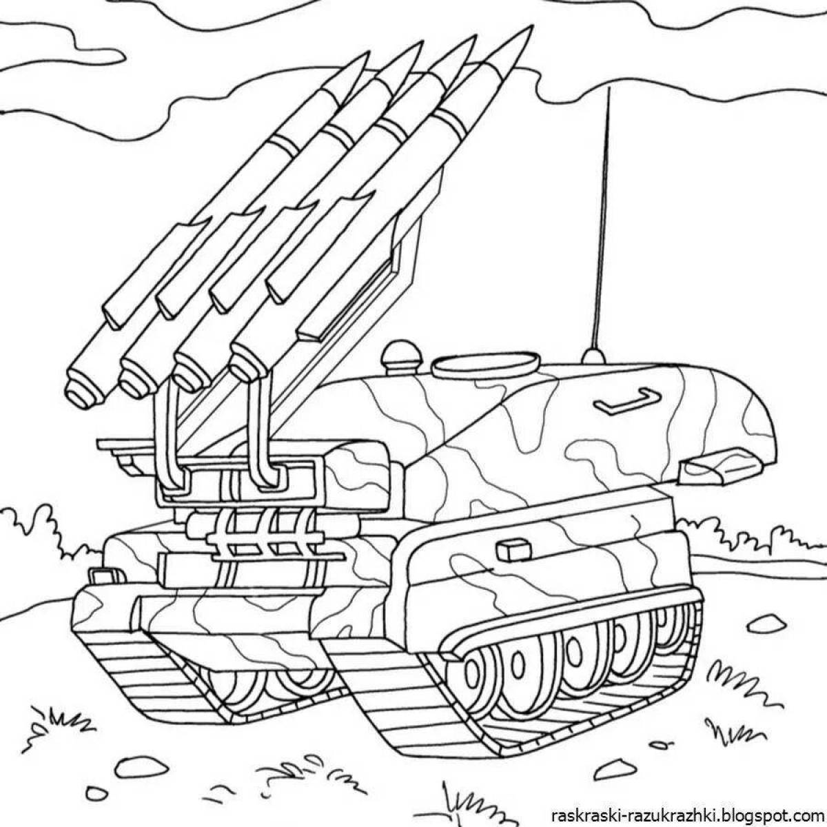 Coloring page dazzling military vehicles
