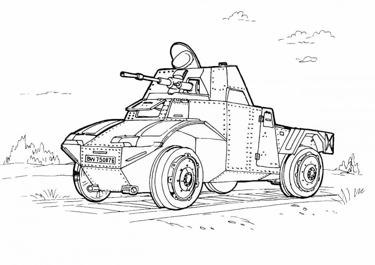 Decorated military vehicles coloring page