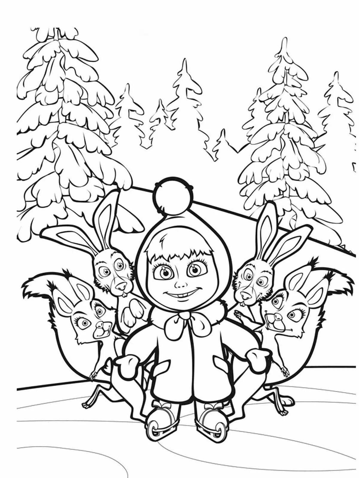 Coloring pages Masha and the bear