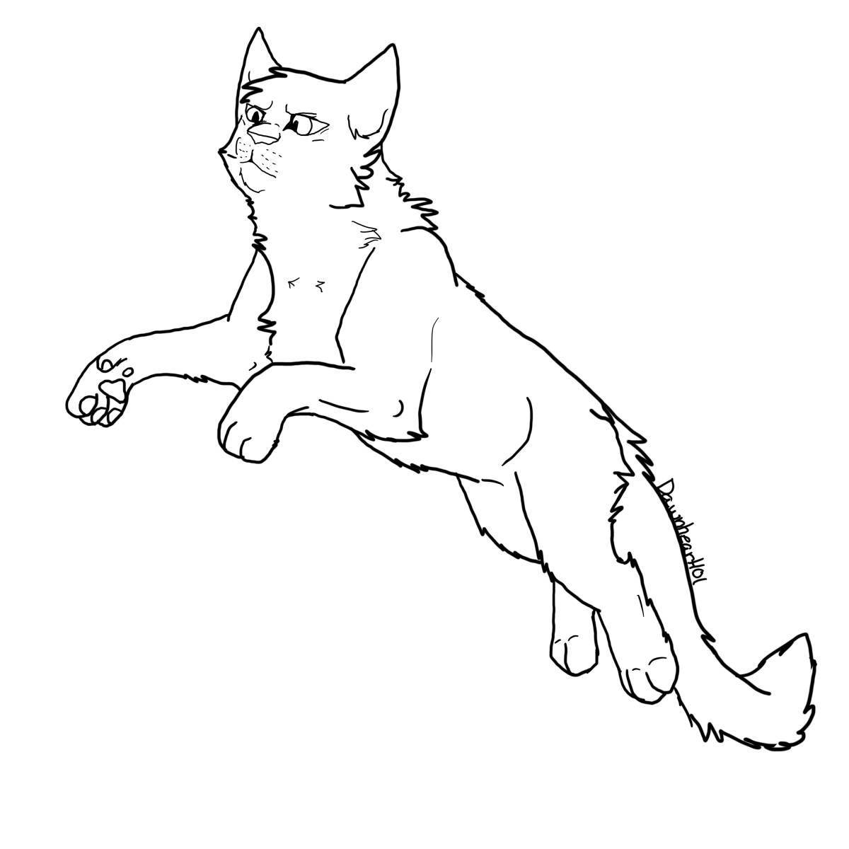 Coloring book gorgeous blue starry cat warriors