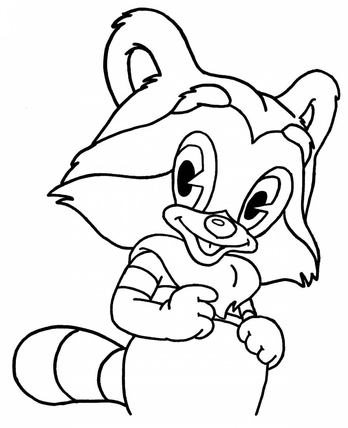 Naughty coloring book for kids cartoon raccoon