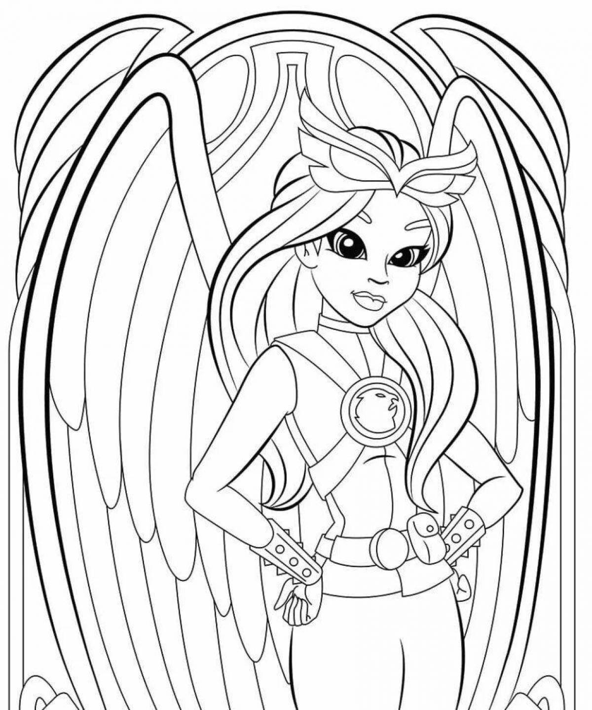 Colorful super girl coloring page