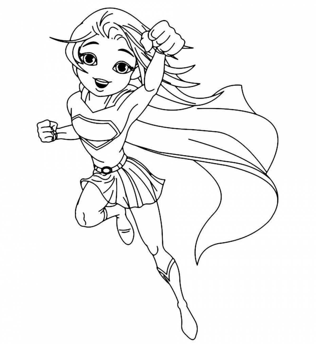 Playful super girl coloring page