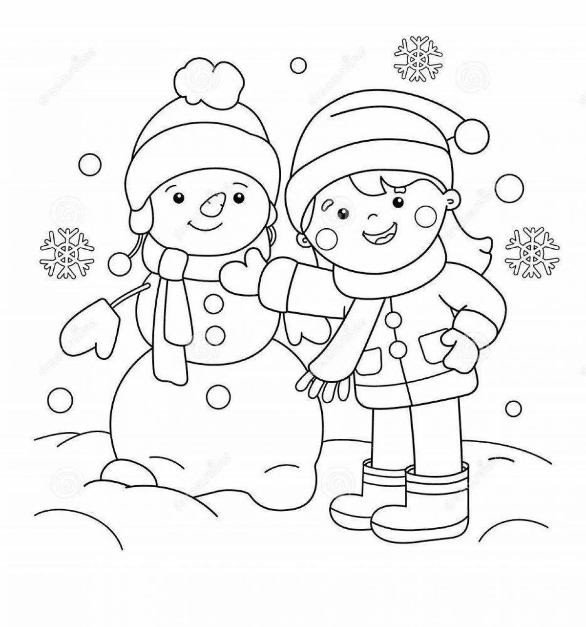 Joyous coloring page winter fun junior group