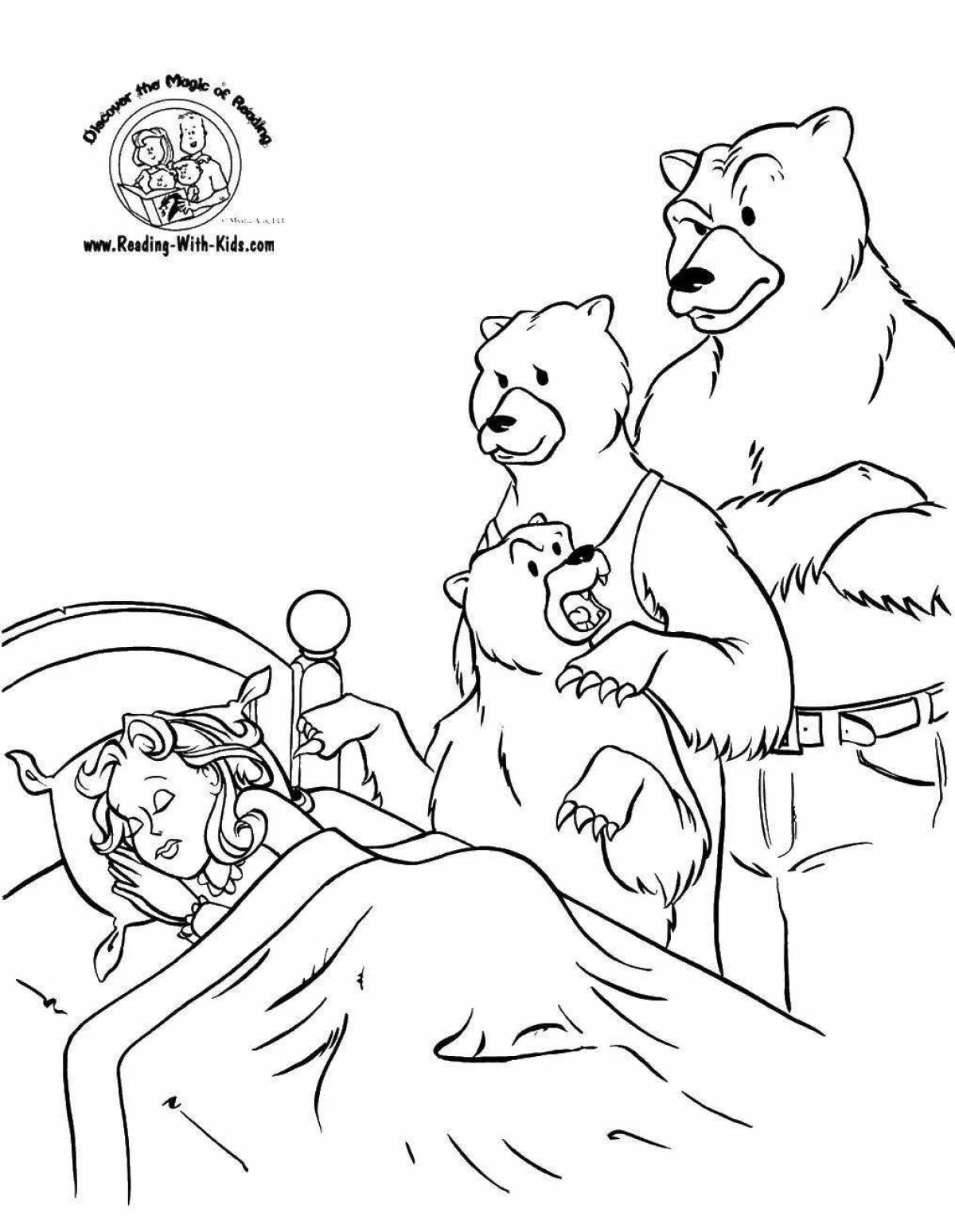 Funny three bears and masha coloring book