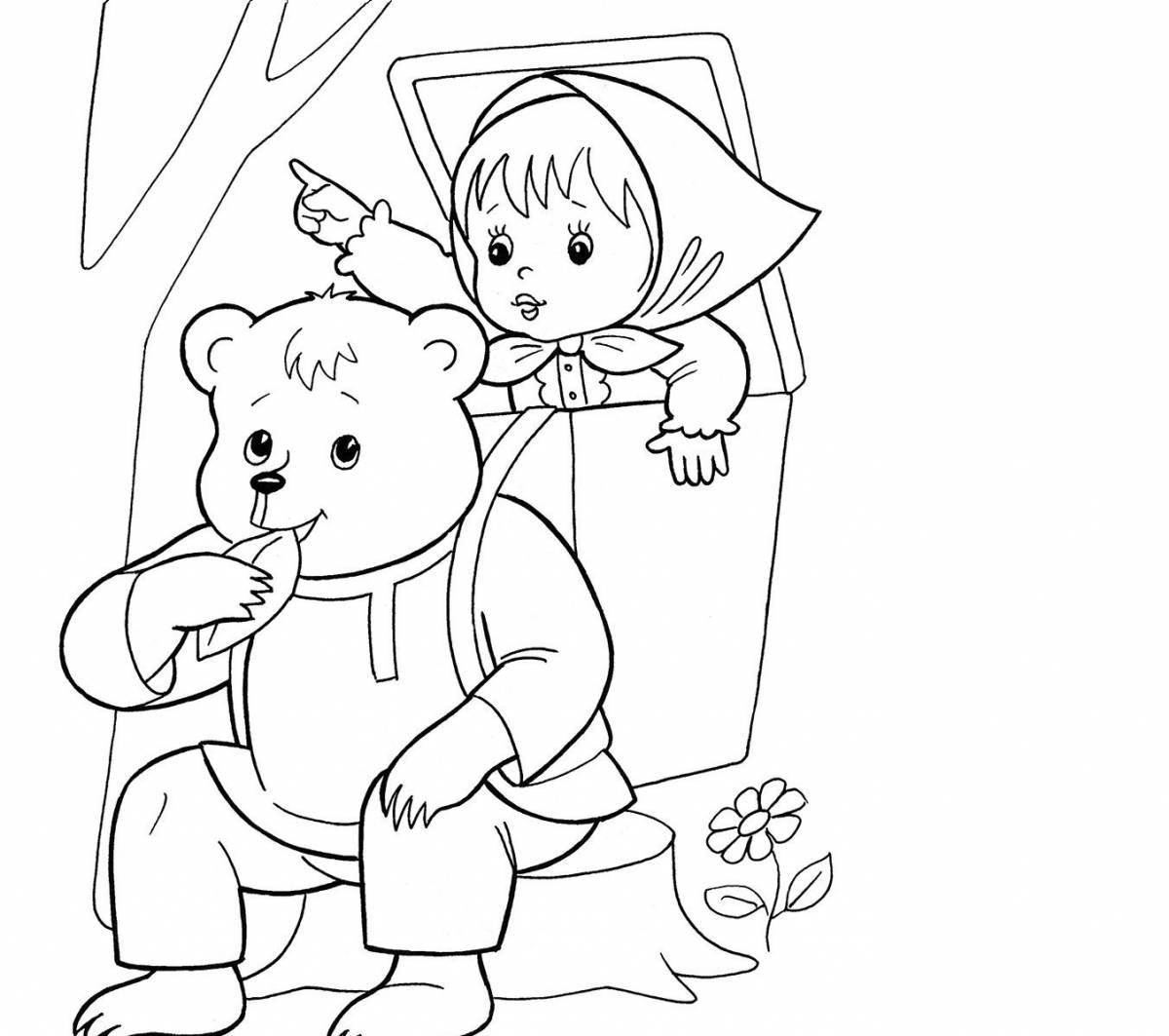 Gorgeous three bears and masha coloring book