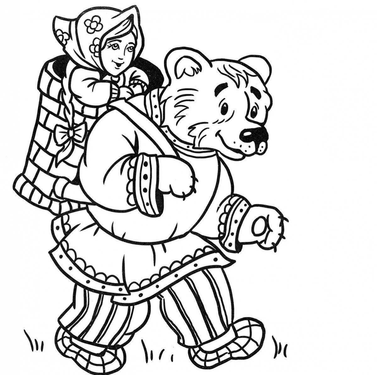 Three bears beckoning and masha coloring book