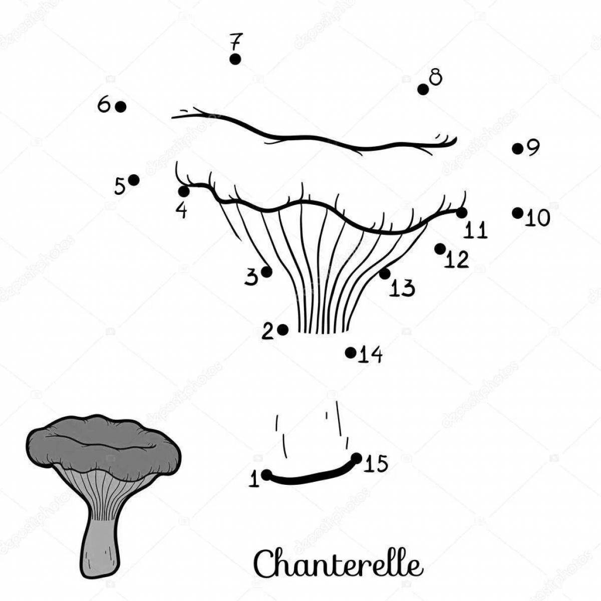Coloring book playful chanterelle mushroom