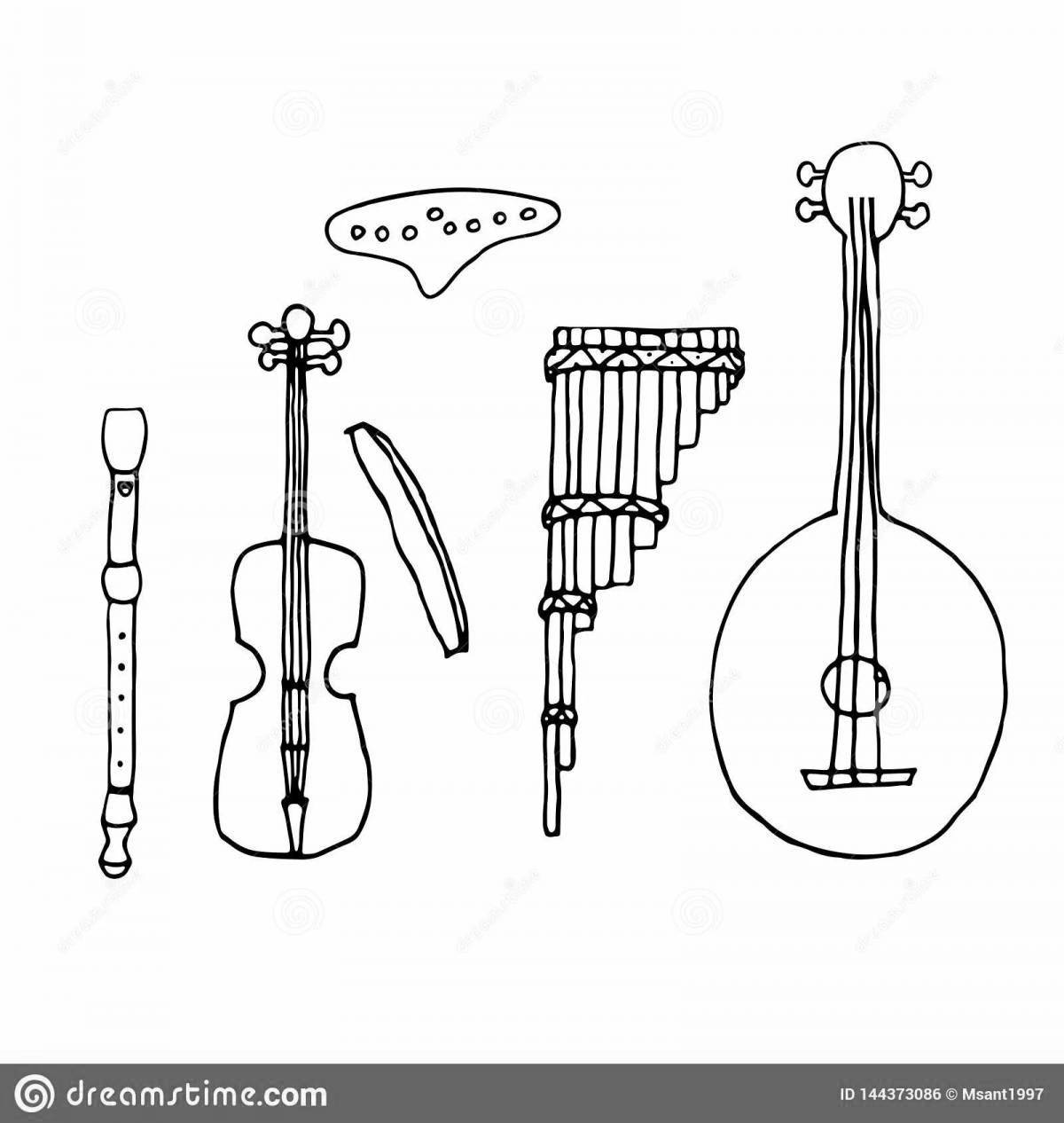 Coloring book joyful musical instruments Grade 2