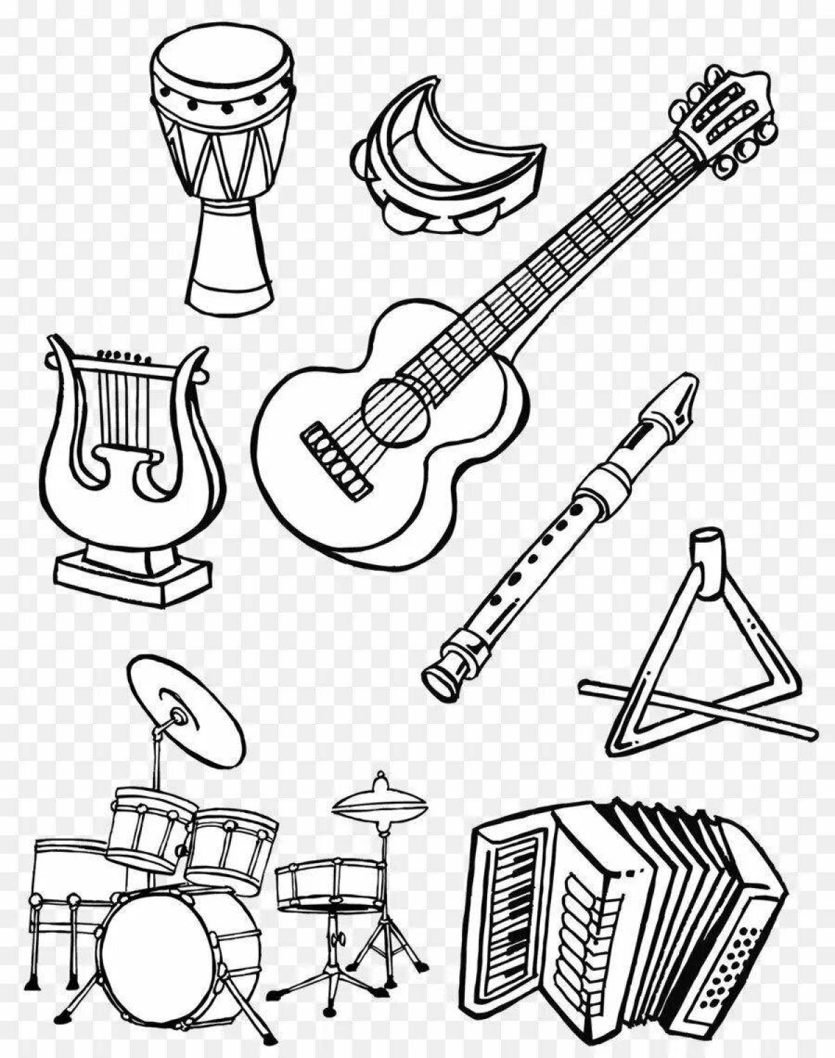 Coloring book amazing musical instruments Grade 2