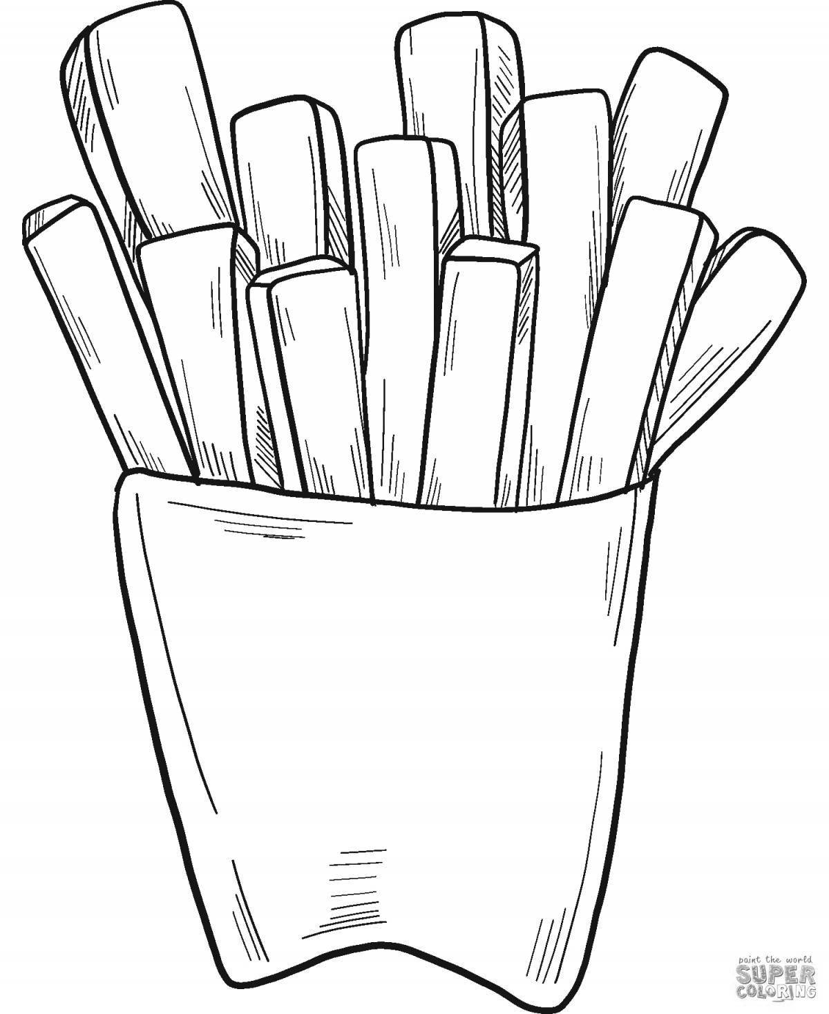 Fun french fries coloring book for kids