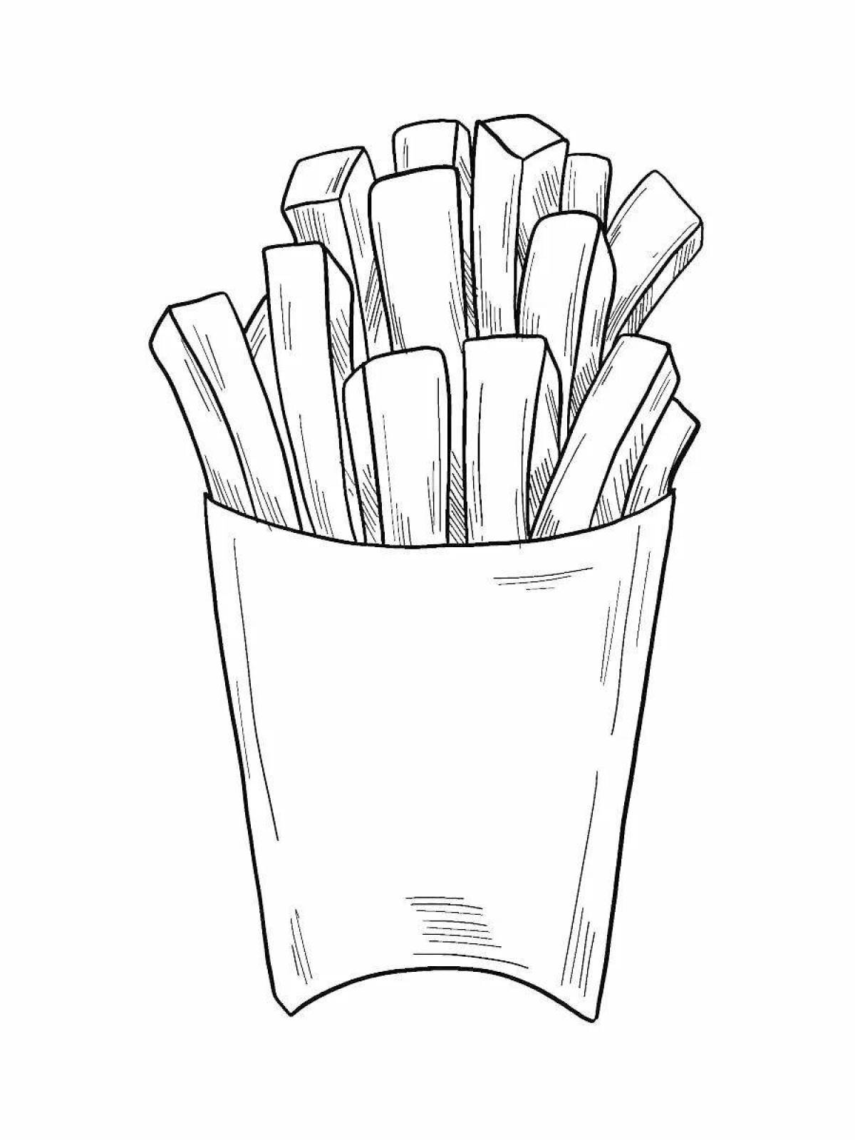 Attractive french fries coloring book for kids
