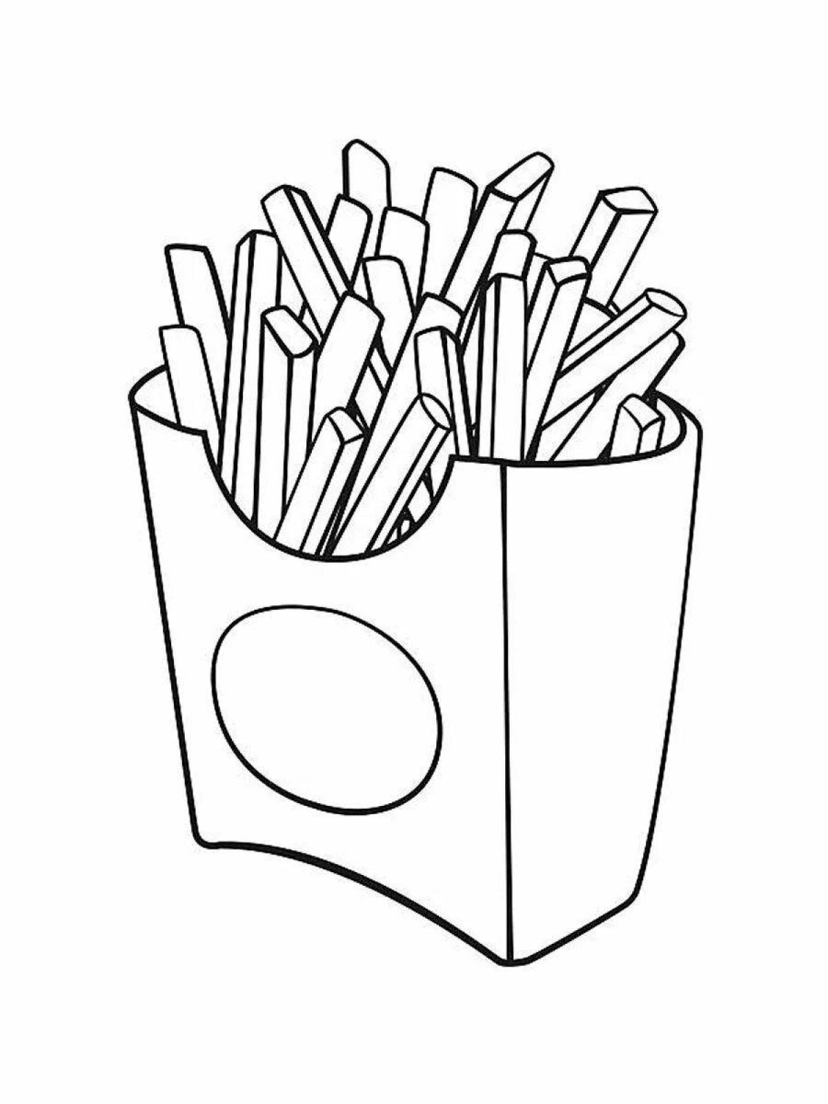 Adorable french fries coloring book for kids