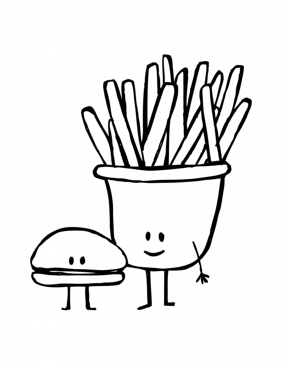 French fries coloring book for kids