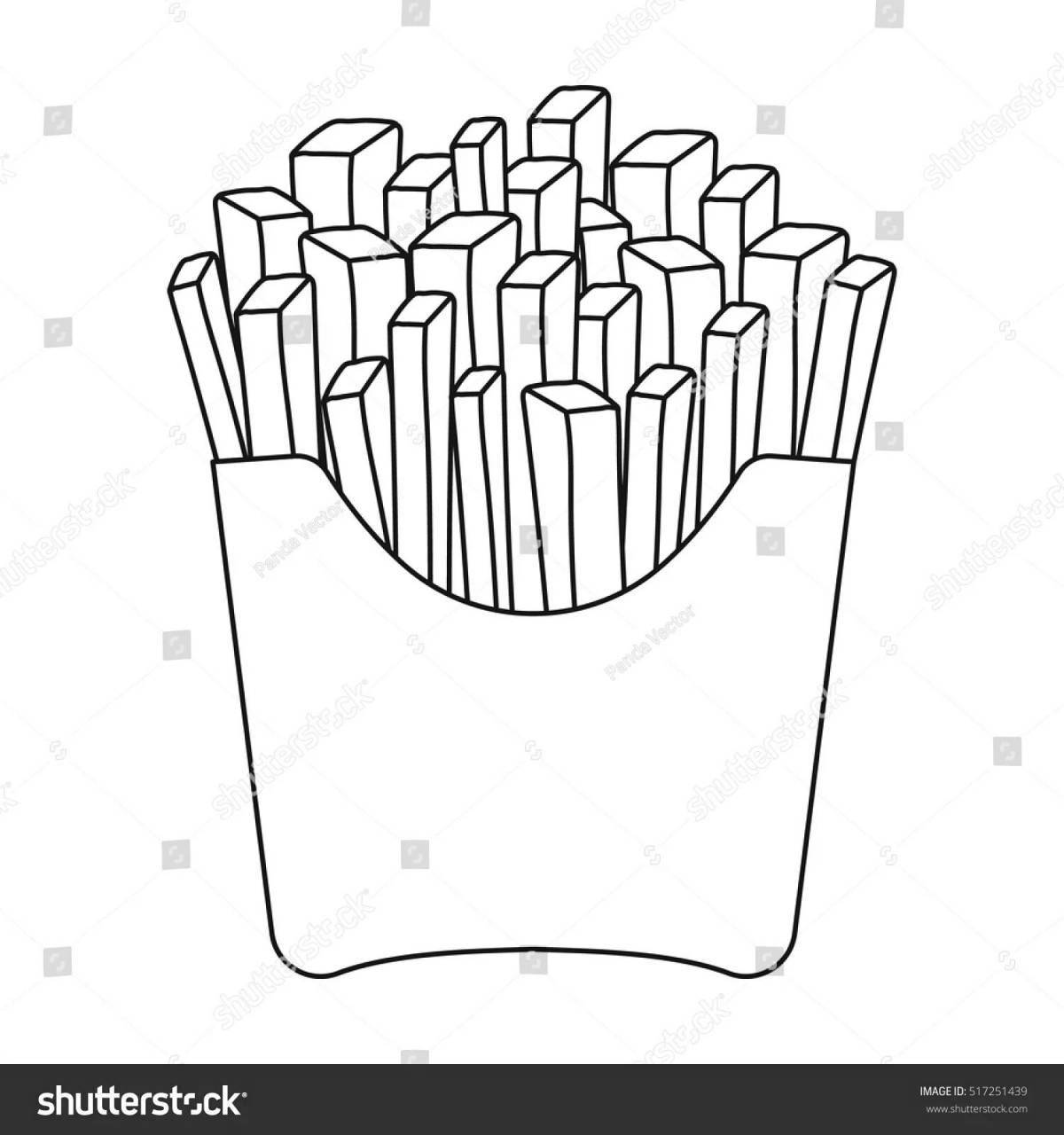 Fun coloring french fries for kids