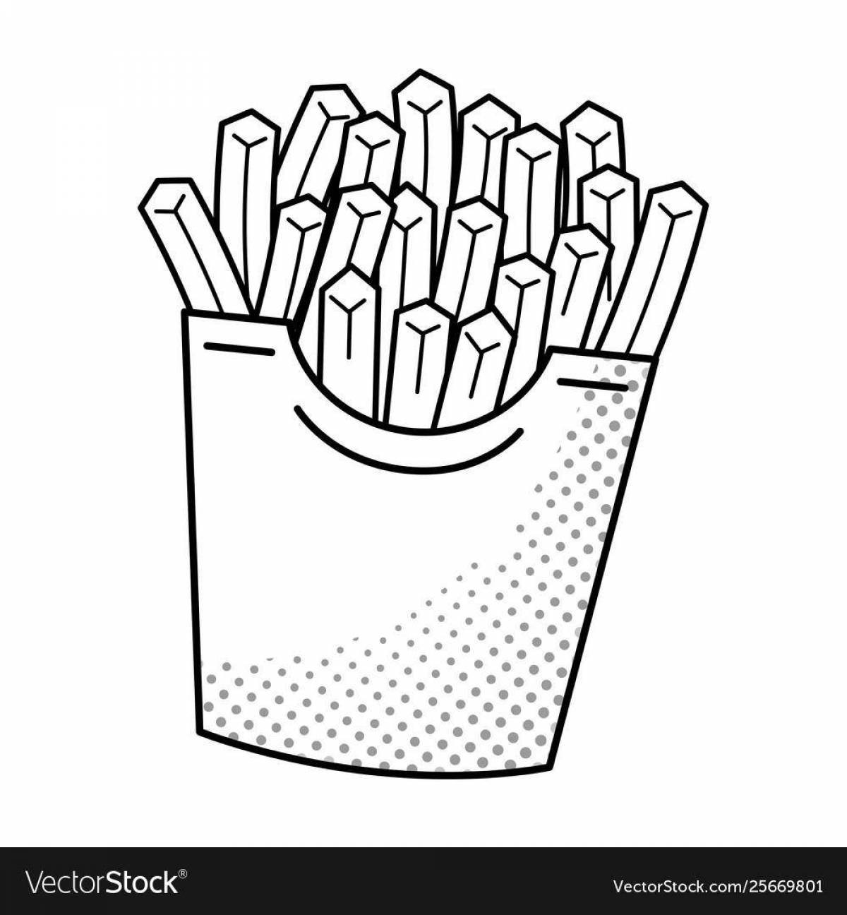 Cute french fries coloring book for kids