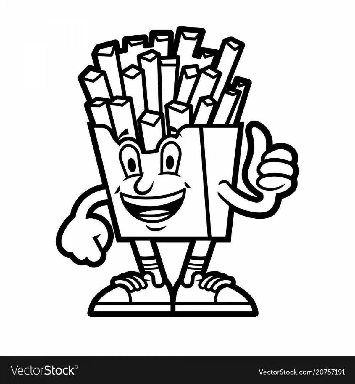 Lovely french fries coloring page for kids